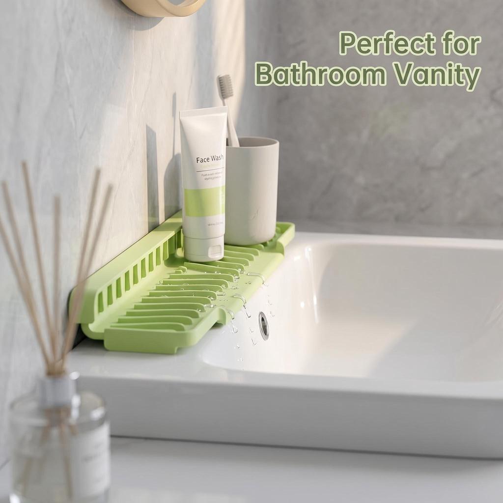 1pc Foldable Silicone Sink Splash Guard Drain Mat, Spill Proof Slope Water Diverter Pad,Ideal for Kitchen and Bathroom Sink Edge