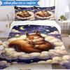 3-teiliges Bettwäsche-Set ' Eichhörnchenträume im Mondlicht', Enthält 1 Bettbezug und 2 Kissenbezüge, Perfekt für Schlafzimmer, Wohnheim, Weihnachtsgeschenk für Fans