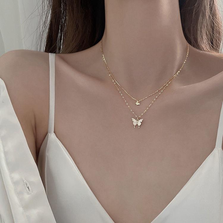 Double Layer Fashion Kpop Heart Pearl Choker Necklace for Women Clavicle Chain Elegant Charm Wedding Pendant Jewelry Gift