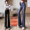 High-Waisted Slim Fit Velvet Wide-Leg Yoga Pants for Spring, Autumn, and Winter