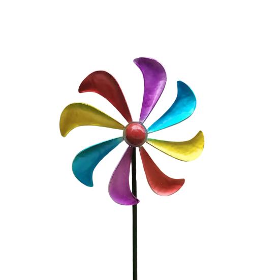 

Wind Spinners Outdoor with Silent Bearing Metal Windmill Decoration with Stake 360° Rotating Colorful Blades for Yard Garden Artistic Decor Gift A