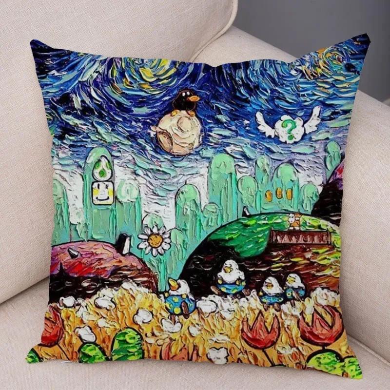 Colorful Pet Shepherd Dog Cushion Cover Pillow Case Pillow Covers Decor Oil Painting Cartoon Animal  Pillowcase 45x45