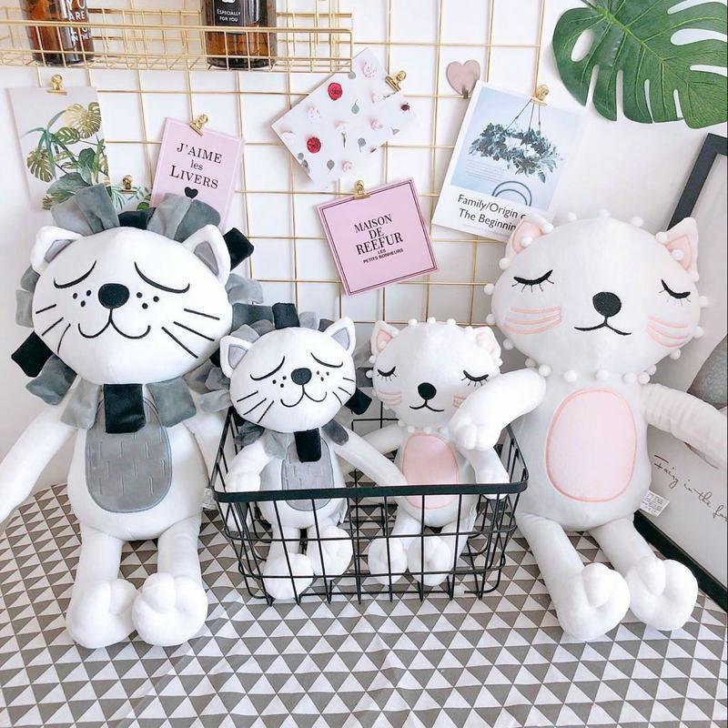 15,5 cala Kawaii Kot i Lew Pluszowe Zabawki Do Dekoracji Pokoju Dziecięcego Wypchane Zwierzęta Lalki Dzieci Dziecko Lalka Uspokajająca Prezent Świąteczny