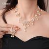 European and American Diamond-encrusted Flower Fringed Pearl Necklace Accessories Women's Design Sweater Chain Accessories
