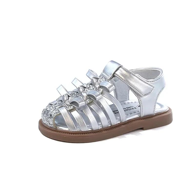 

Children s Shoes, Girls Shining Baotou Sandals, Summer New Style, Girls Princess Shoes, Soft soled Children s Beach Shoes 24