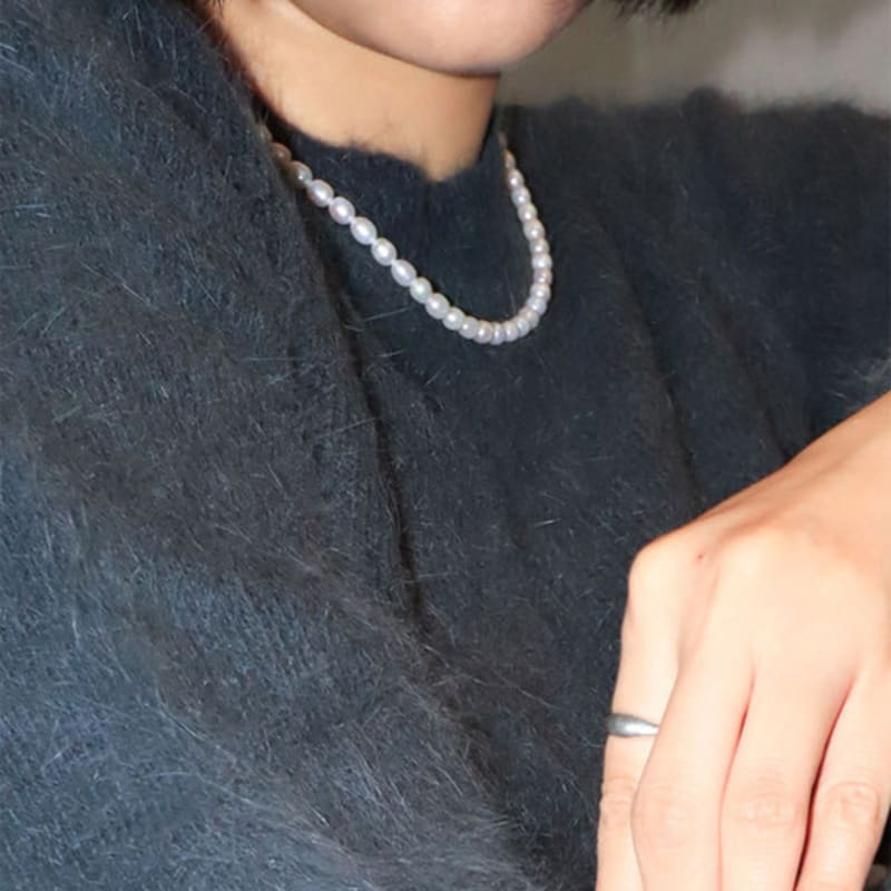 Modernlike 14k GF Silver Oval Freshwater Pearl Necklace 5mm