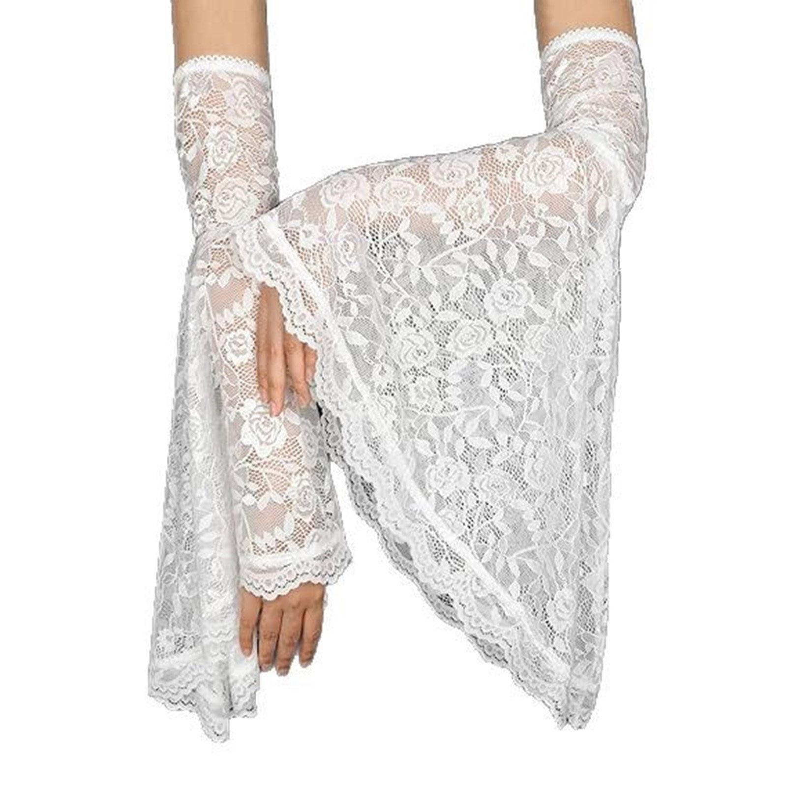 

Дышащий нарукавник Классический готический дизайн Кружевные рукава с раструбами для косплей-мероприятия и Хэллоуин-вечеринки белый