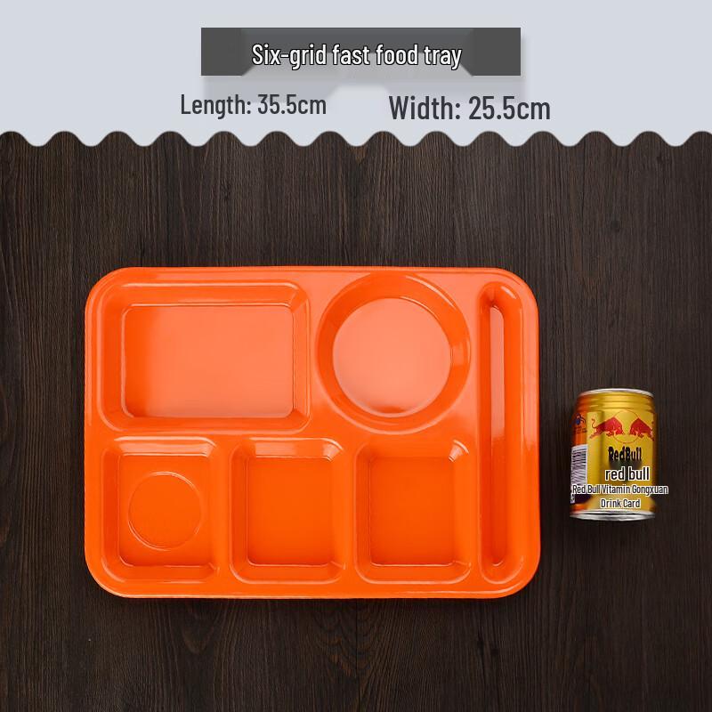 Thickened Melamine 6-Compartment Rectangular Meal Tray