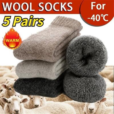 5 Pairs Super Thicker Wool Cashmere Socks Keep Warm Merino Wool Rabbit Socks Fall & Winter Casual Cold Resistance Sock
