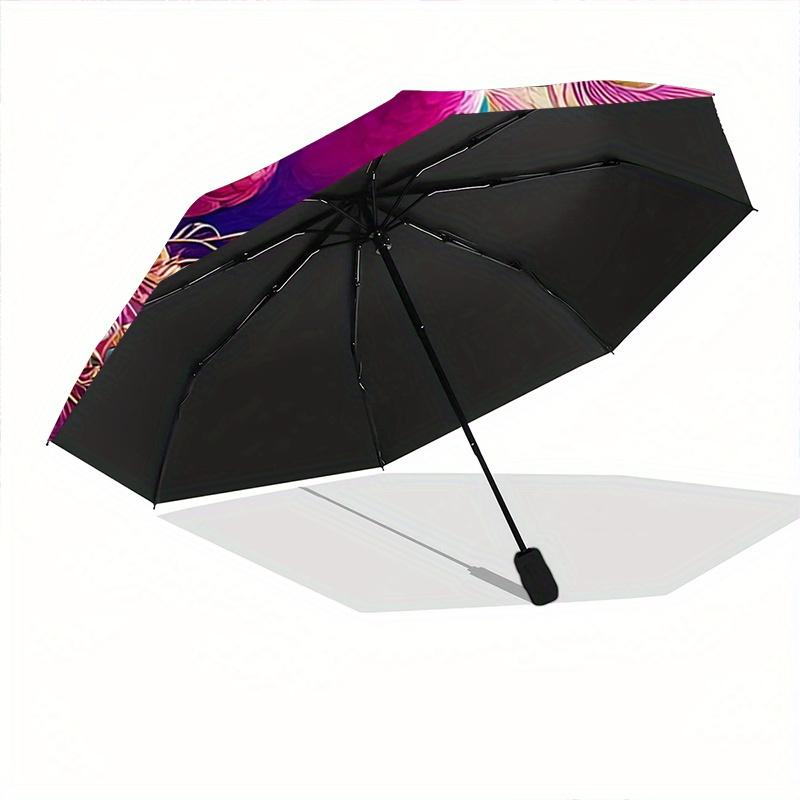 1pc Pink Peacock with Open Tail Fully Automatic Folding Portable Umbrella, 8 Iron Frames, Three-Fold Design, Suitable for All Seasons, Suitable F