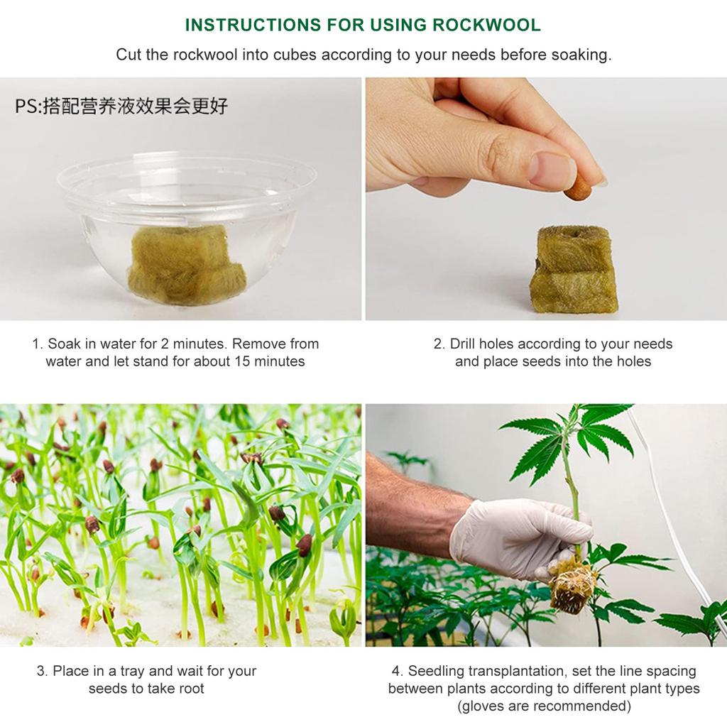 Rock Wool Cubes Starter Grow Cubes for Hydroponics Rock Wool Planting Cubes Clone Cubes Soilless Cultivation
