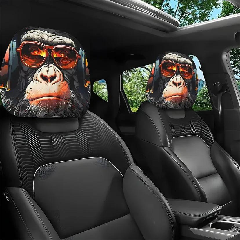 Xiaomi 2pcs Smiley Face Printed Car Pillowcase Soft Comfortable Decorative Cushion Cover Washable Car Neck Pillowcase Seat Cover