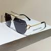 Vintage Rimless Sunglasses Men Metal Double Bridge Sun Glasses Luxury Square Shades Women Trendy UV400 Driving Eyewear