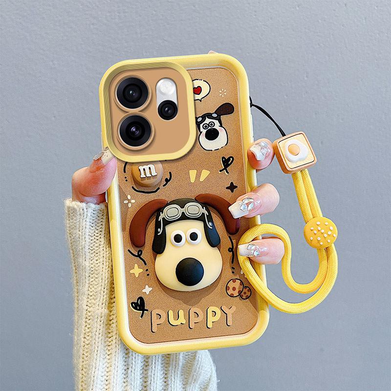 KEYSION Shockproof Case for OPPO Reno15 F 5G with Lanyard Soft Silicone Cute 3D Cartoon Doll Phone Back Cover for OPPO Reno 15F 5G