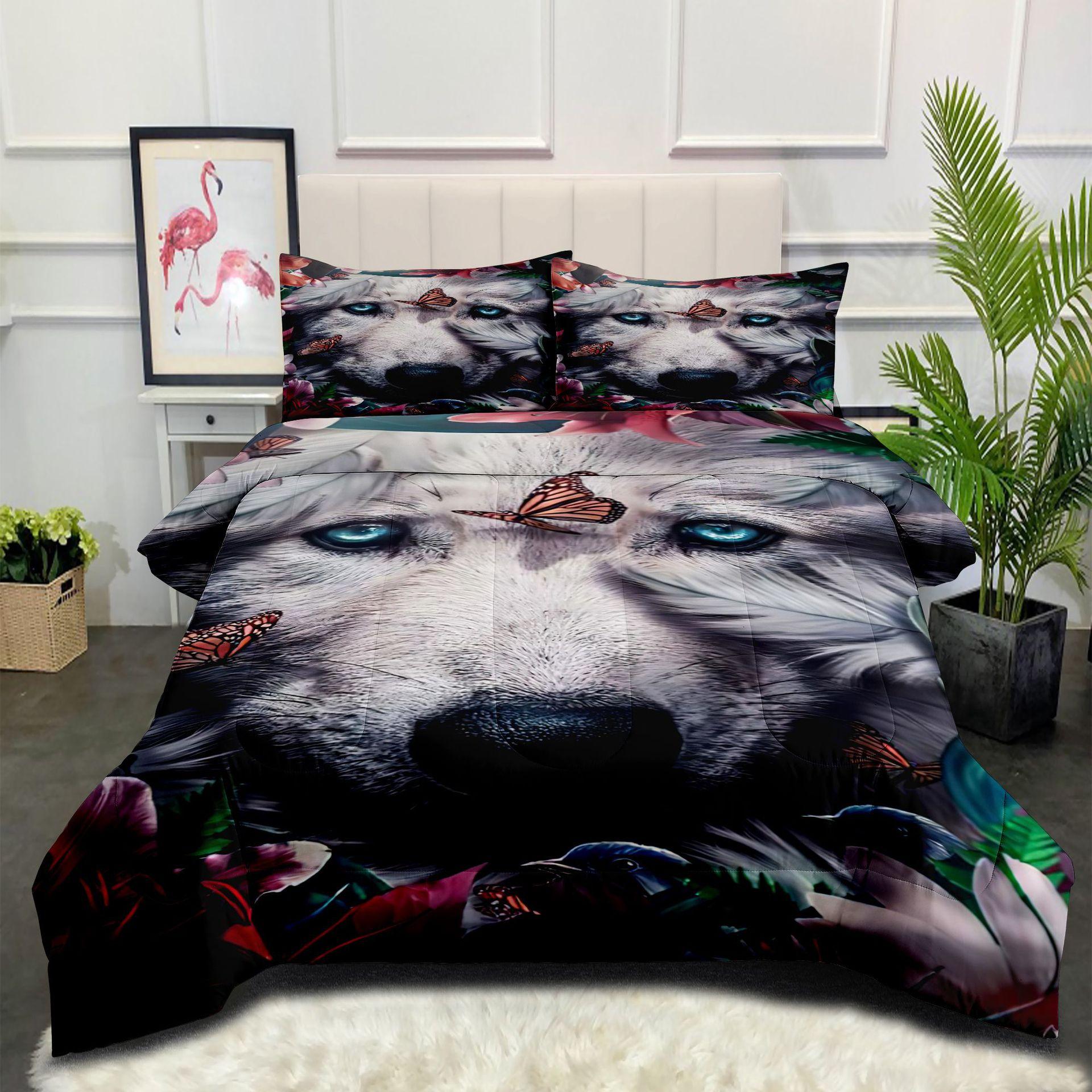 Fat Quilt Digital Printing Feather Silk Cotton Quilt Core Animal Deer Forest Summer Quilt Double Quilt Cover 140*200cm