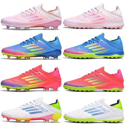 Messi F50 Chaussures de Football Tf Crampons Cassés Pelouse Artificielle Clous Ag Tissage Volant Sans Couture Respirant Hommes et Femmes Entraînement