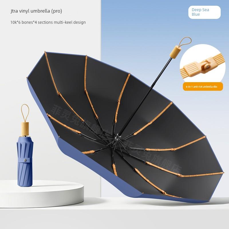 120-Rib Folding Manual Umbrella, Enlarged, Thickened, Reinforced, Men's Sunshade Umbrella, Sun Protection Umbrella, Dual-Use for Sun and Rain