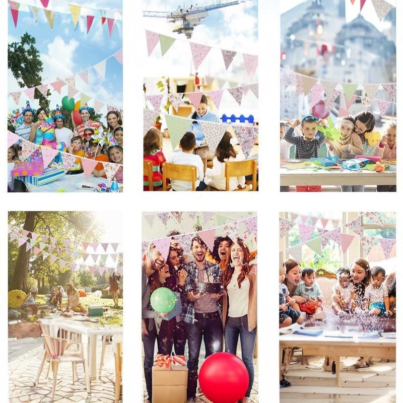 Triangle Bunting Flags 12M/40Ft Reusable Easy to Hang Banner for Wedding Birthday Bachelorette Party Decor