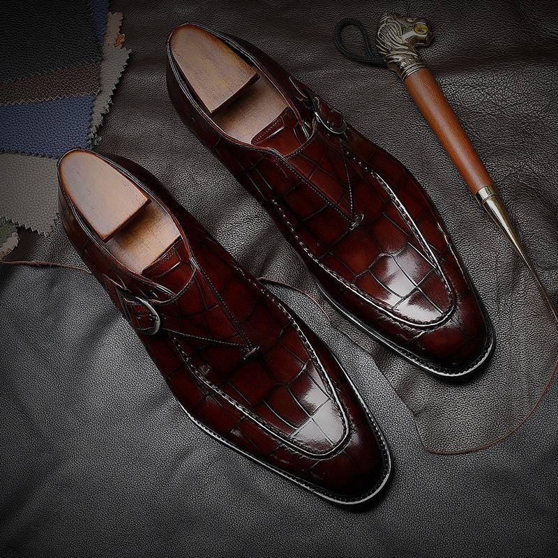 Pánské designové obchodní kožené boty britského stylu business formální boty pro muže velké kancelářské boty boty se čtvercovou špičkou s přezkou Boty Oxford