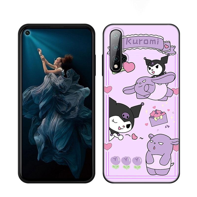 Kuromi Melody Černý Silikonový Kryt na Telefon Pro Honor 70 90 Lite X40 GT X50 i X5 Plus X6A X6S X7A X8A X8B X6 X7 X8 X9 4G X9A X9B 5G