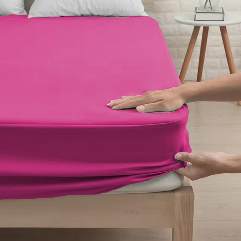 1 PC Solid Color Fitted Sheet,Waterproof Bed Sheet Mattress Protector,Deep Pocket Bed Sheet Soft  Comfortable and Durable Bedding 360°Full Wrap