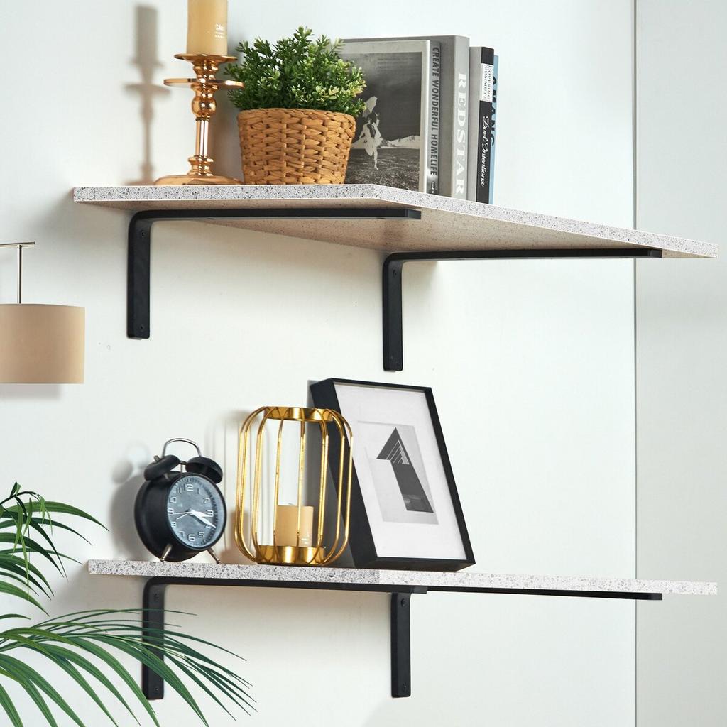 Shelf Bracket, 16 X 6 In 4 Pcs, Heavy Duty Floating Shelf Brackets, Brackets for Shelves, 10mm Thick Matte Black L Shelf Bracket,Steel Shelving