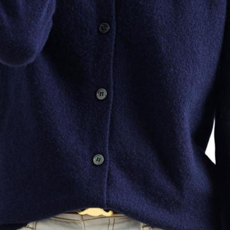 Long Sleeve Women Knitted Sweater Coat Single Breasted Round Neck