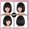 MERISIHAIR Short Straight Bob Synthetic Wigs with Bangs for Black Women Heat Resistant Wig for Cosplay Party Daily Hair