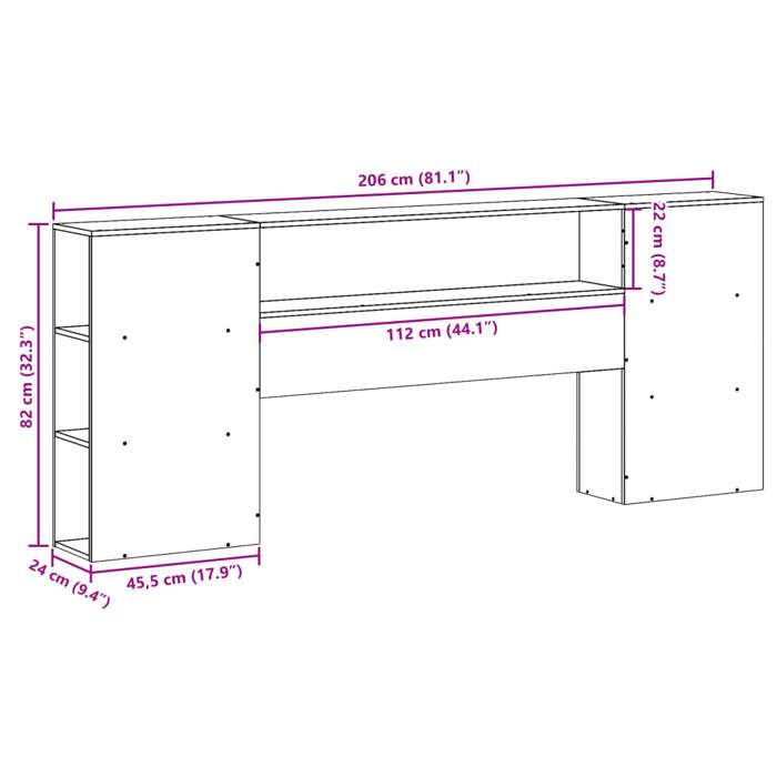VidaXL Headboard with Storage 200 Cm Solid Pine Wood, Wooden Headboard, Headboard with Storage, Headboard 855618