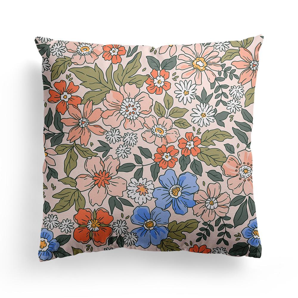 Floral Print Pillowcase, Home Peach Skin Velvet Material Sofa, Car Office Bedside Pillow and Cushion Cover