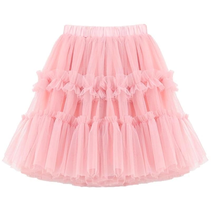 

[OWIEOW] kids girl tulle skirt children s clothing child waist elastic tutu summer dance costume performance clothes cute Fluffy princess skirt