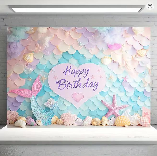 BEPAN Underwater Mermaid Background Underwater World Castle Girl Princess Birthday Party Decoration Supplies Baby Shower Arrangement