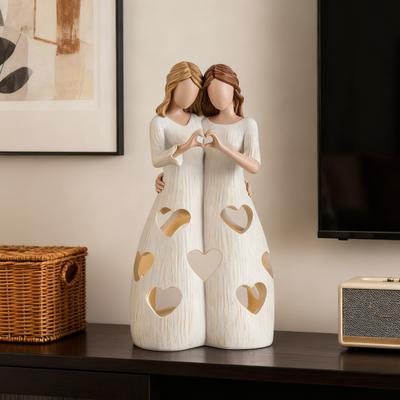 Yousheng Kerzenständer Hohlmuster Liebe LED-Licht Wohnzimmer Ambiente Lampe Warm Touch Harzlampe Heimdeko Muttertagsgeschenk