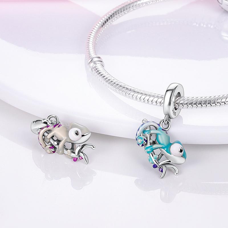 Original Charms Copper Luminous Chameleon Charms Beads Fits 3Mm Original Bracelet For Women Diy Fine Jewelry Gifts