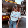 American Vintage Sports Style Surfing Girl Print Pure Cotton Younger Leisure Short Sleeve T-shirt Women