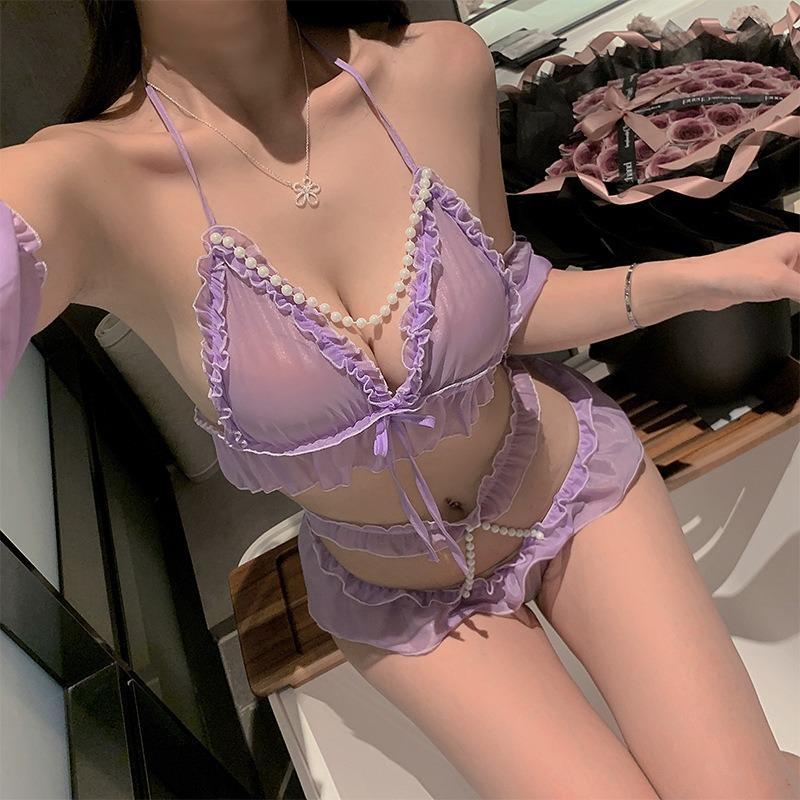 New Sexy Underwear Women's Sexy Lace Suspender Hip Skirt Uniform Temptation Three Points