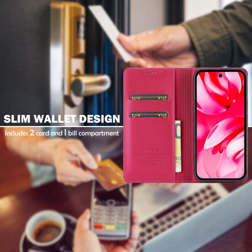 LC.IMEEKE L1 Series for Google Pixel 9a Case PU Leather Wallet Stand Protective Phone Cover