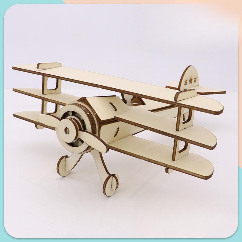 1PC Children's Primary Assembly Model Handmade Wood Aircraft Aerospace Simulation Three-dimensional Puzzle Puzzle Wooden Toy