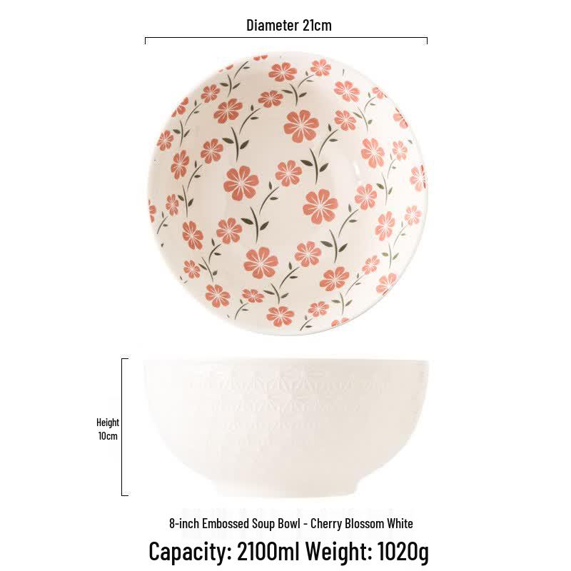

Dairuien 8-Inch Japanese Embossed Ceramic Soup Bowl