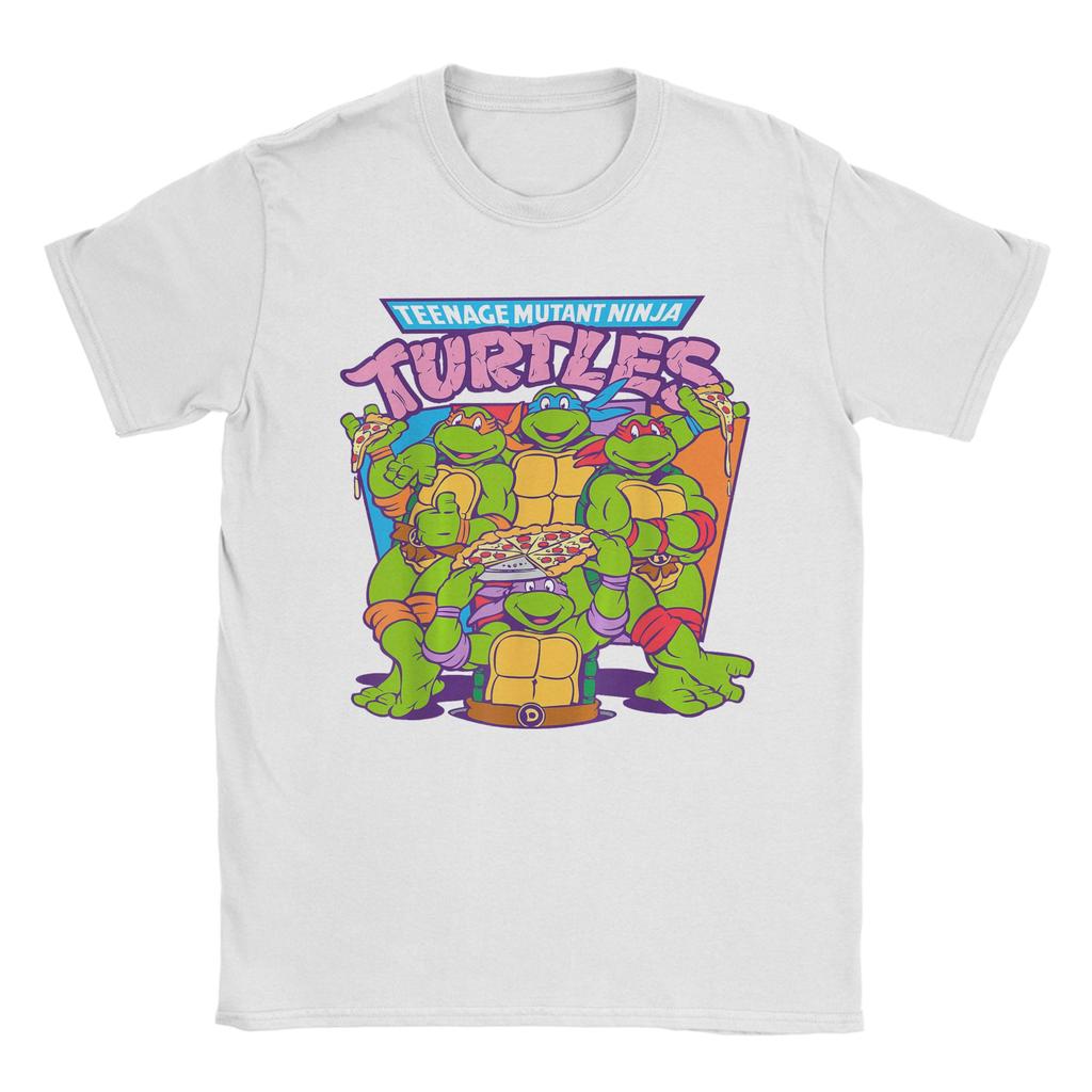 Men TShirts Ninja Turtles Pizza Smiles Novelty 100 Cotton Tee Shirt Short Sleeve T Shirt O Neck Clothes Graphic Printed