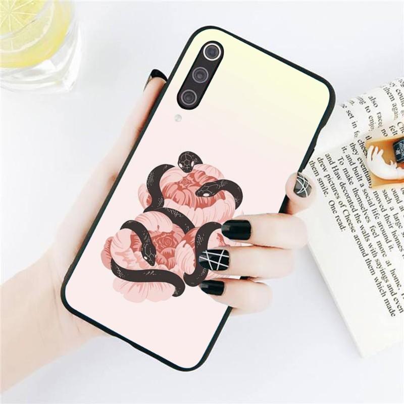 

Чехол для телефона со змеей и цветком для Xiaomi Redmi Note 11 10 9T 8 7 Pro Redmi 10 9 9A 9C 8 7 6, мягкий черный чехол для телефона Redmi 7