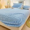 Velvet Plush Fabric Fitted Sheet Soft Elastic Bedspread Solid Color Mattress Cover Bed Protector For Home Bedcloth Bedspread