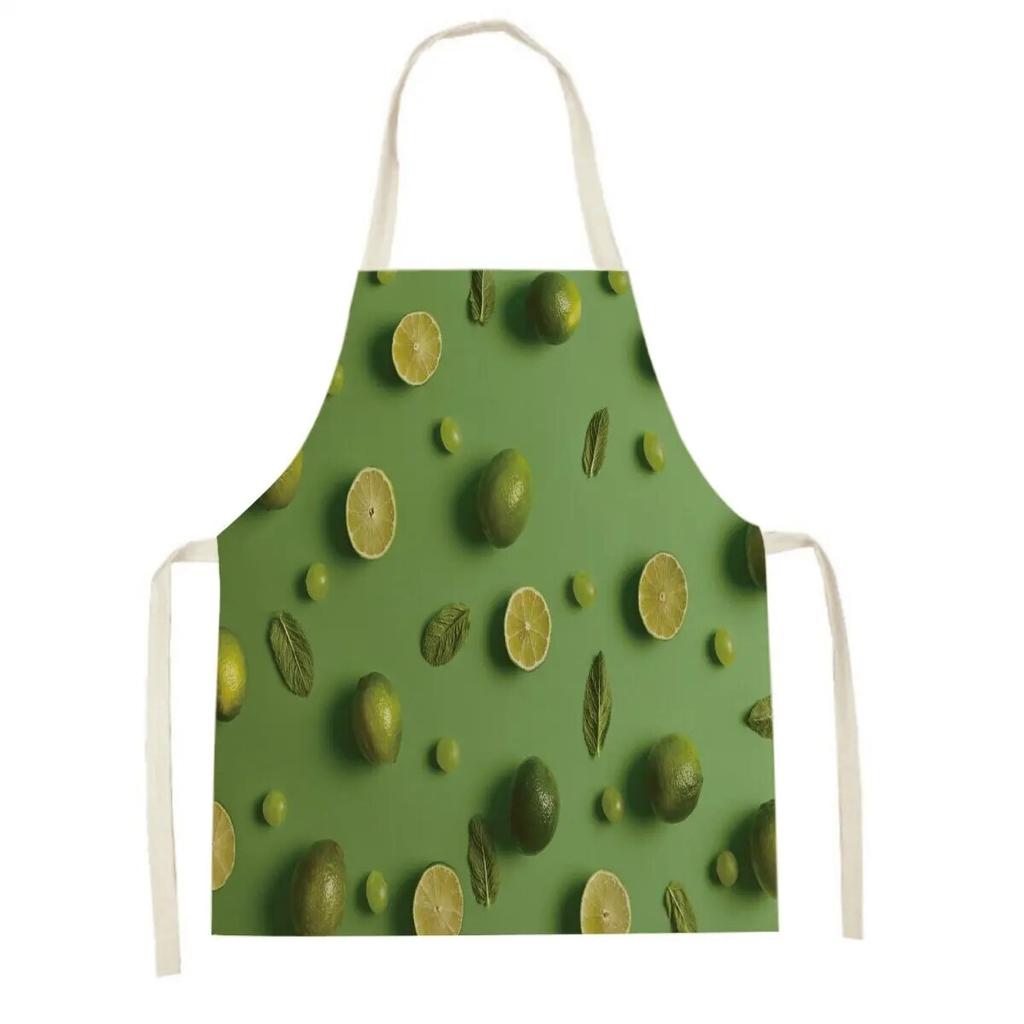 Avocado Burger Pattern Apron Cotton Linen Ladies Home Cooking Cleaning Barbecue Apron Restaurant Sleeveless Apron