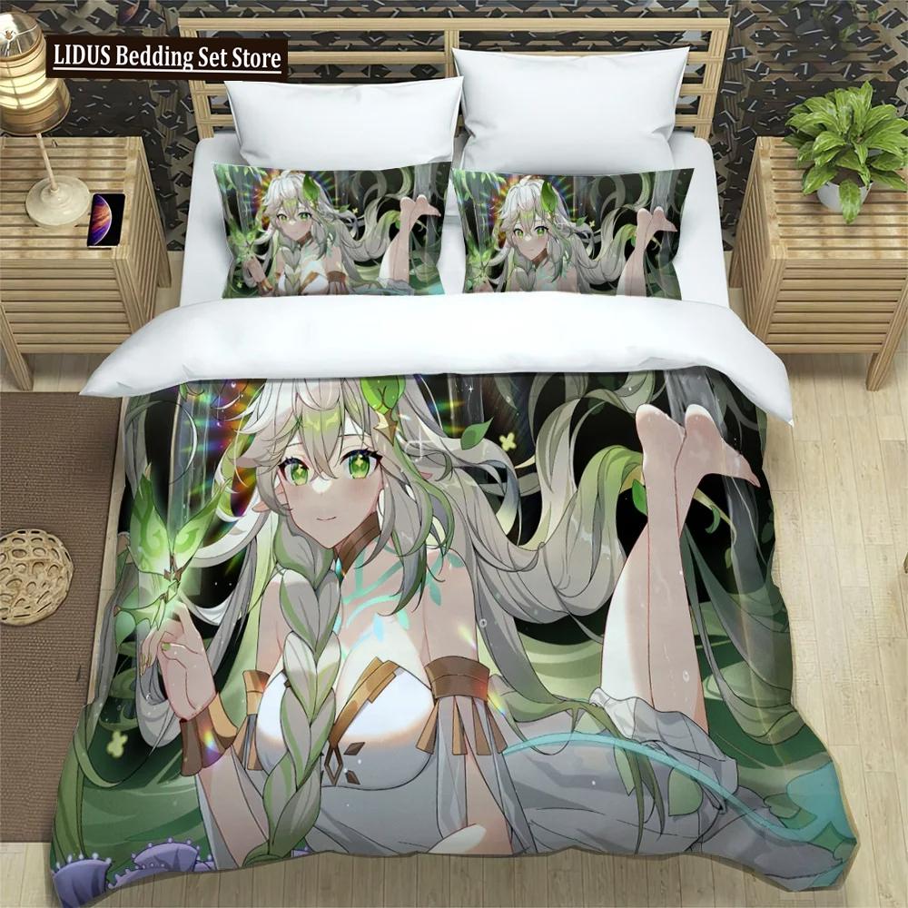 Anime Genshin Impact Bedding Set Boys Girls Twin Queen Size Duvet Cover Pillowcase Bed Kids Adult Fashion Home Textileextile