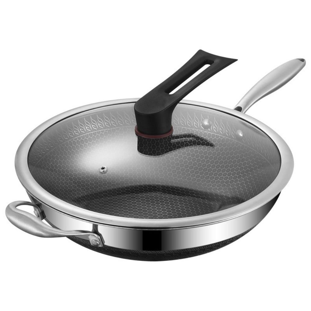 Non Stick 316 Stainless Steel Wok Non Coating Honeycomb Pot Pan Wok  Gas Induction Cooker