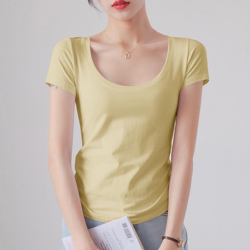 Women's Slim Fit White Cotton Short Sleeve T-Shirt - Round Neck, Summer/Spring Style