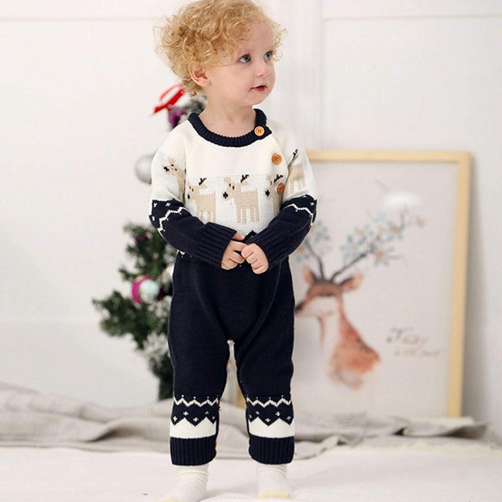 Christmas Santa Claus Outfit for Knitted Romper with Nordic and Reindeer Sizes Cosplay Cos1235 Height Babies, Design, Cute, Fall/Winter, Kids' 70, 80,
