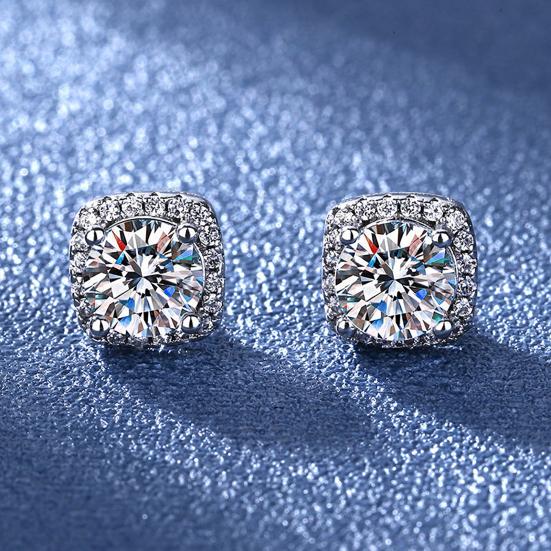 1 Paar Steckohrringe Quadratische Form Zirkonia Funkelnd Eingelegte Ohrstecker Festliche Lässige Ohrringe Schmuck Geschenk