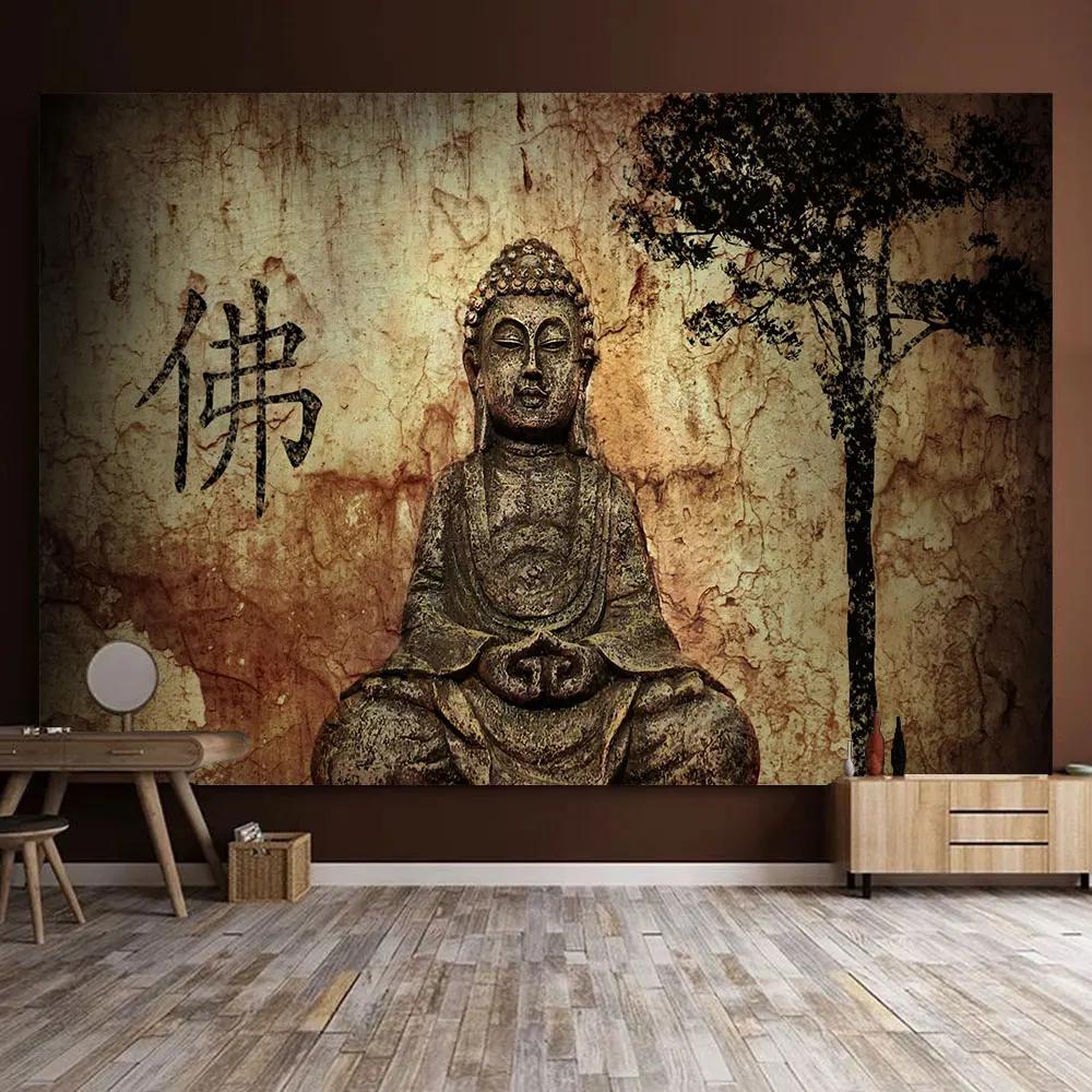 Tapiserie cu statuie lui Buddha, cuvertură de pat, agățată pe perete, covoraș de plajă boem, fete de masă, decor pentru dormitor