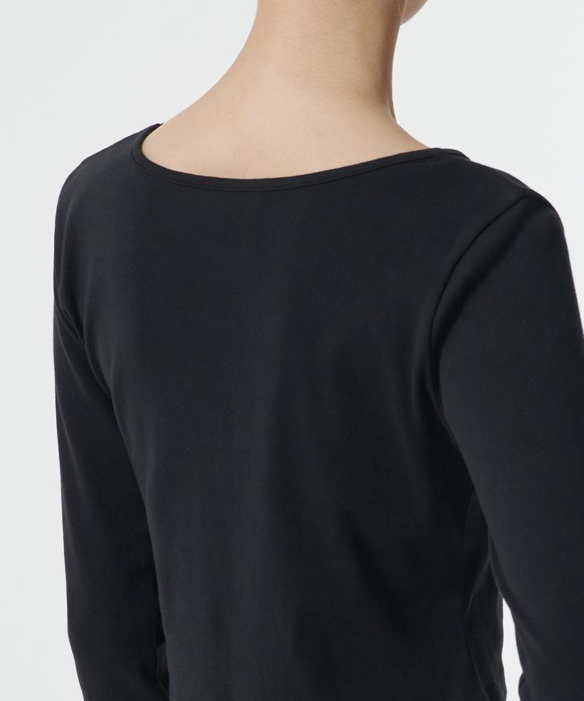 MUSINSA STANDARD WOMAN Women'S Slim Crop Reversible Neck Long Sleeve T-Shirt [Black]
